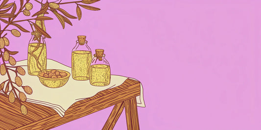 Bottles of THC infused olive oil available to order online, with a bowl of fresh olives.