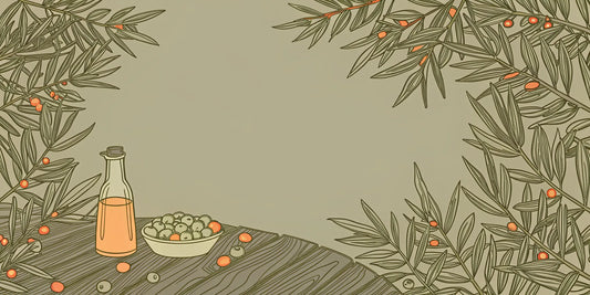 The best polyphenol olive oil in a bottle, surrounded by fresh olives.