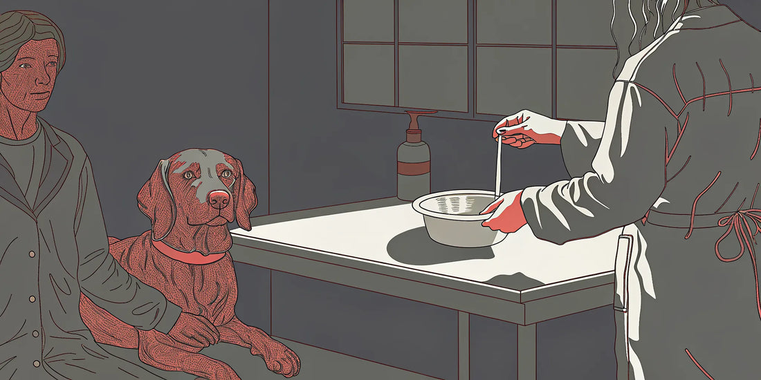 Veterinarian giving a dog hemp oil for its joint pain.
