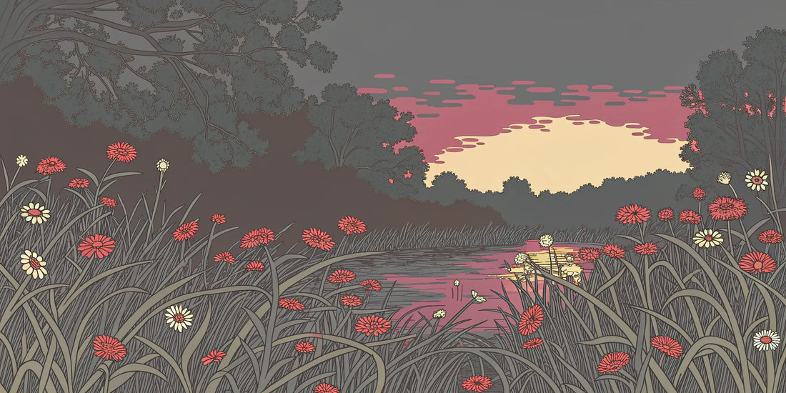 Wildflowers by a calm river, reflecting the anti-inflammatory benefits of CBG vs CBD.