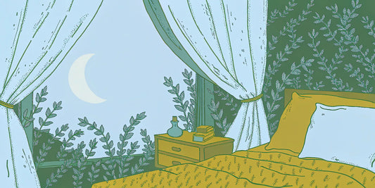 A cozy bedroom at night, an ideal environment for using CBD and CBN for sleep.