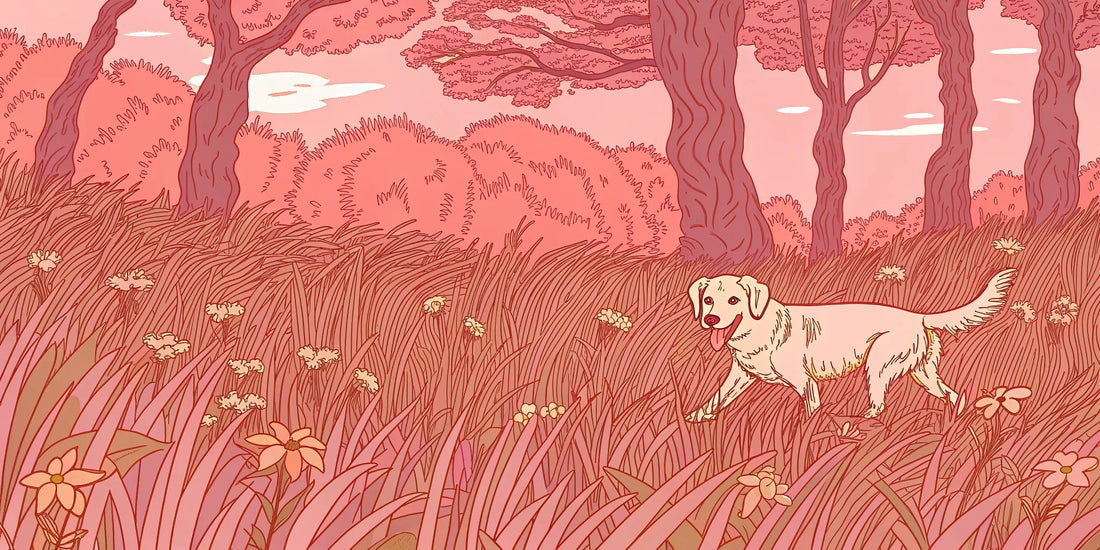 A happy dog running through a field thanks to CBG for dog mobility in the United States.