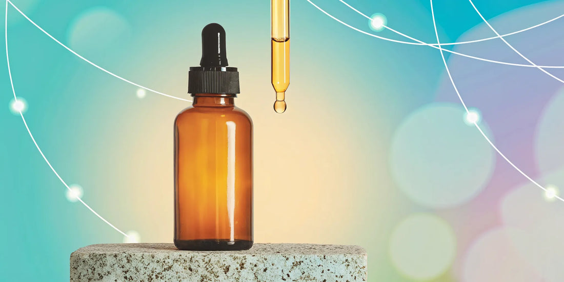 Dropper bottle filled with golden CBN oil for sleep.