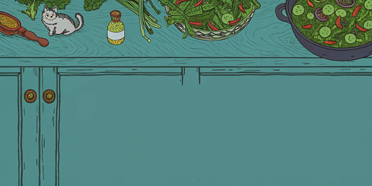 A bottle of THC oil on a kitchen counter with ingredients for cooking edibles.