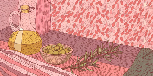 A bottle of olive oil with fresh olives, showing how to buy THC olive oil online.