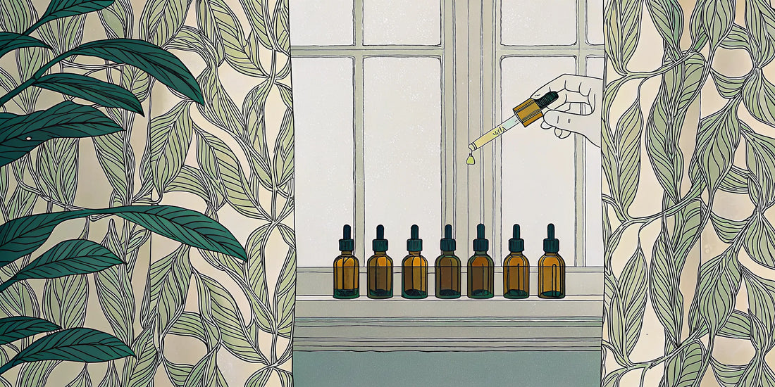 Dropper bottles of the best CBD oil for dog anxiety.
