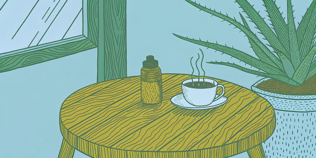 A dropper bottle of THC and CBD oil on a table, used for a legal microdose in the United States.
