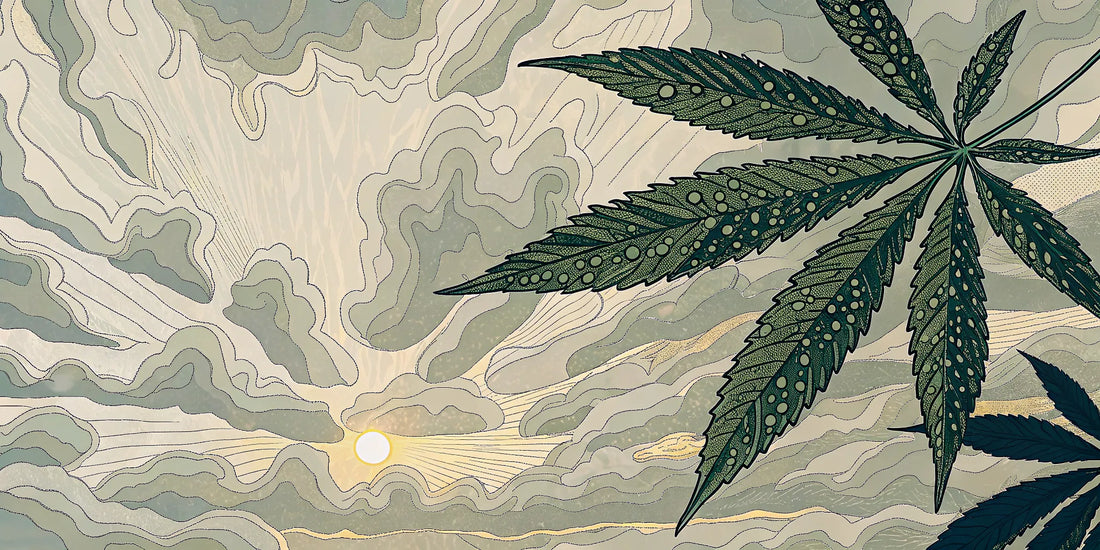 A cannabis leaf in the morning sun for a beginner's guide to microdosing THC for wellness.