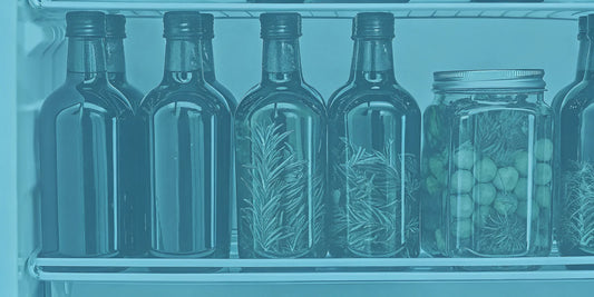 How to store infused olive oil in glass bottles in a cool, dark place like a refrigerator.