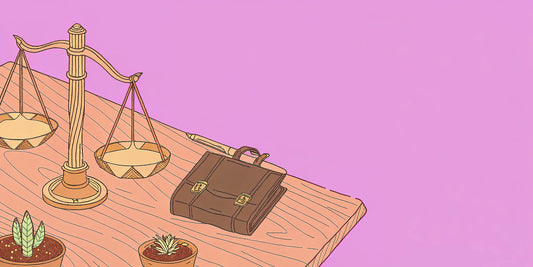 Scales of justice and a briefcase representing the answer to is Delta 9 legal in Arizona.