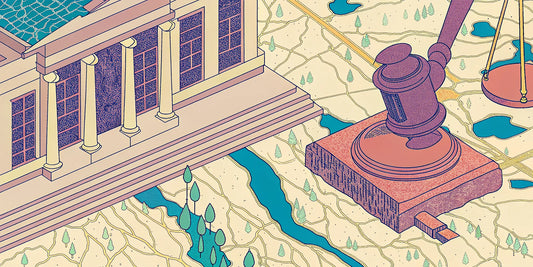 Gavel and scales of justice on a map of California, determining if Delta 9 is legal.