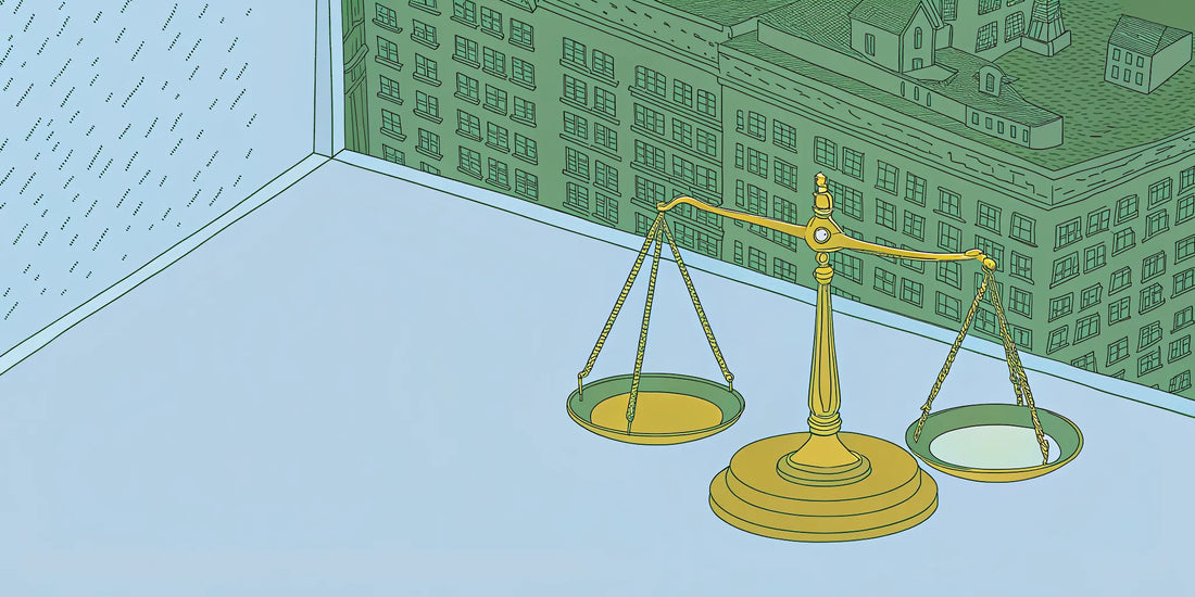 Scales of justice before a Massachusetts building, as Delta 9 is legal in the state.