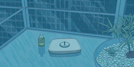 Microdosing for anxiety with a dropper bottle and precision scale.