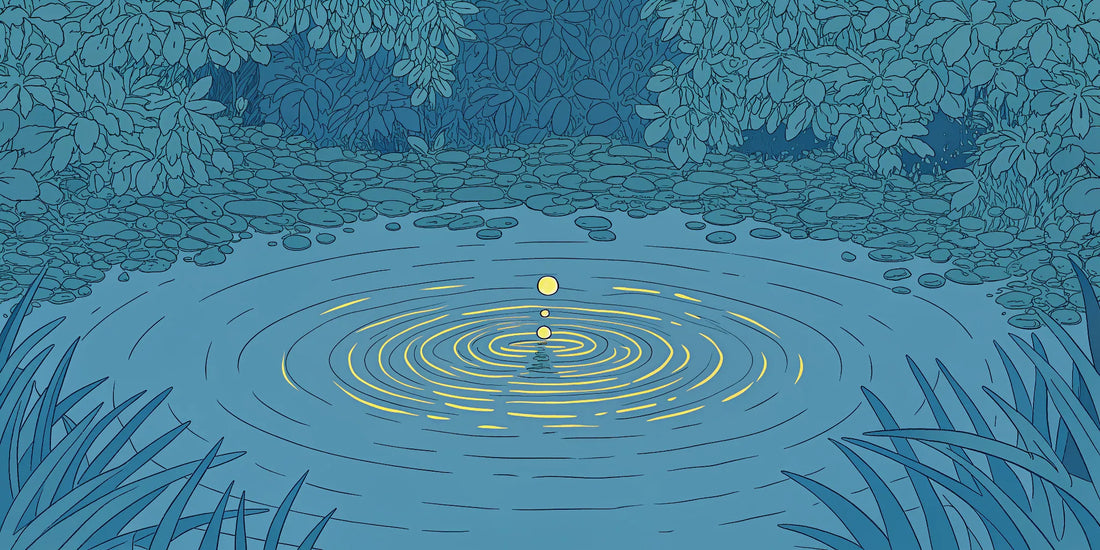 Two oil drops on calm water, comparing THC oil vs CBD oil for anxiety.