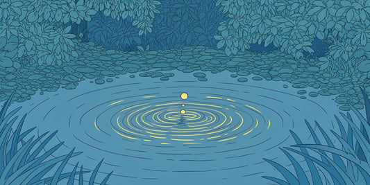 Two oil drops on calm water, comparing THC oil vs CBD oil for anxiety.