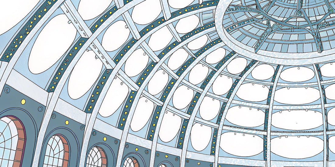 A modern glass dome ceiling from a guide to finding the best Delta 9 gummies.