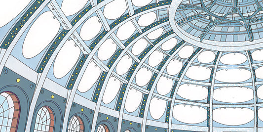 A modern glass dome ceiling from a guide to finding the best Delta 9 gummies.