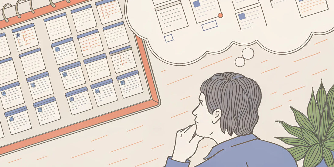 A person planning which microdosing schedule is right for them using a calendar.