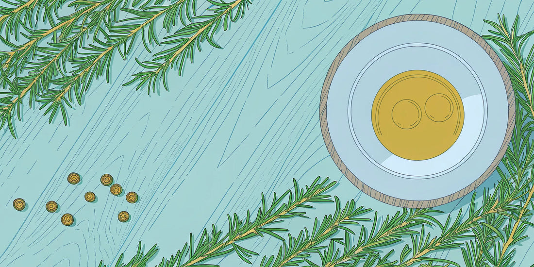 THC olive oil with rosemary and peppercorns in a bowl, ready for making homemade recipes.
